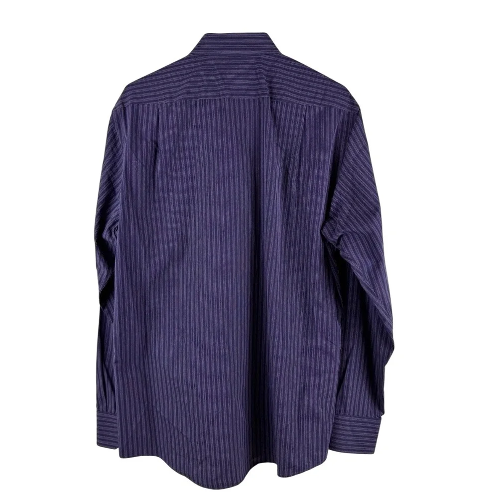 Hugo Boss Dress Shirt Mens 16.5‎ 34/35 Purple Pinstripe Brady US Button Down
